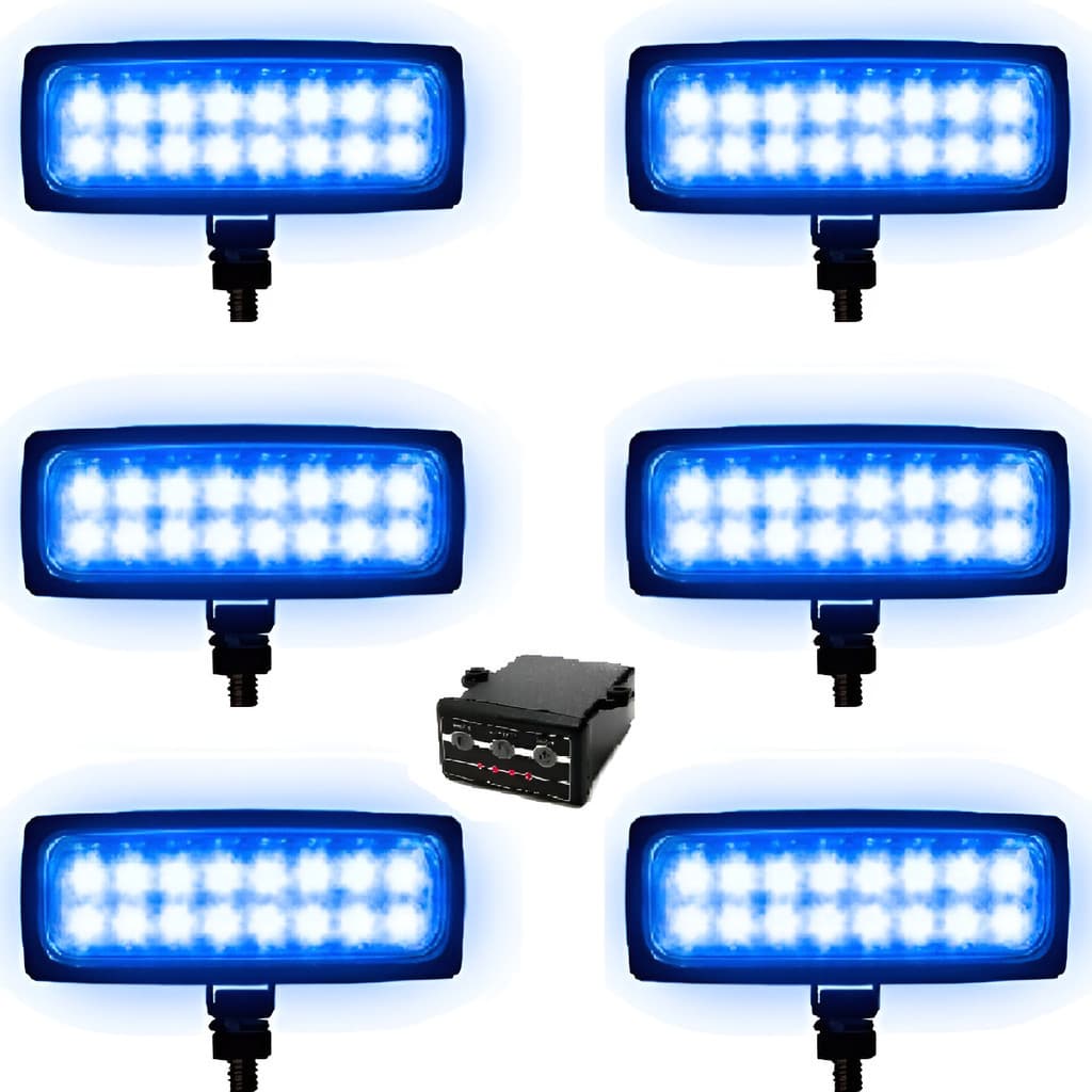 Estrobo 12v Milha Farol Led Efeitos Azul 6 Farol Carro Moto