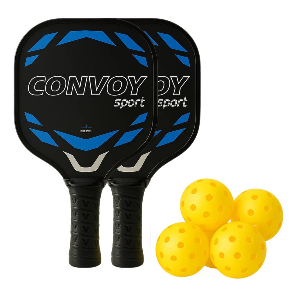 Kit Pickleball 2 Raquetes Fibra de Carbono com 4 Bolas Amarelas e Bolsa de Transporte