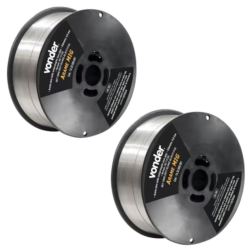 Kit Arame para Solda MIG Autoprotegido sem Gás 0,8 mm 2 Rolos de 1 kg Vonder