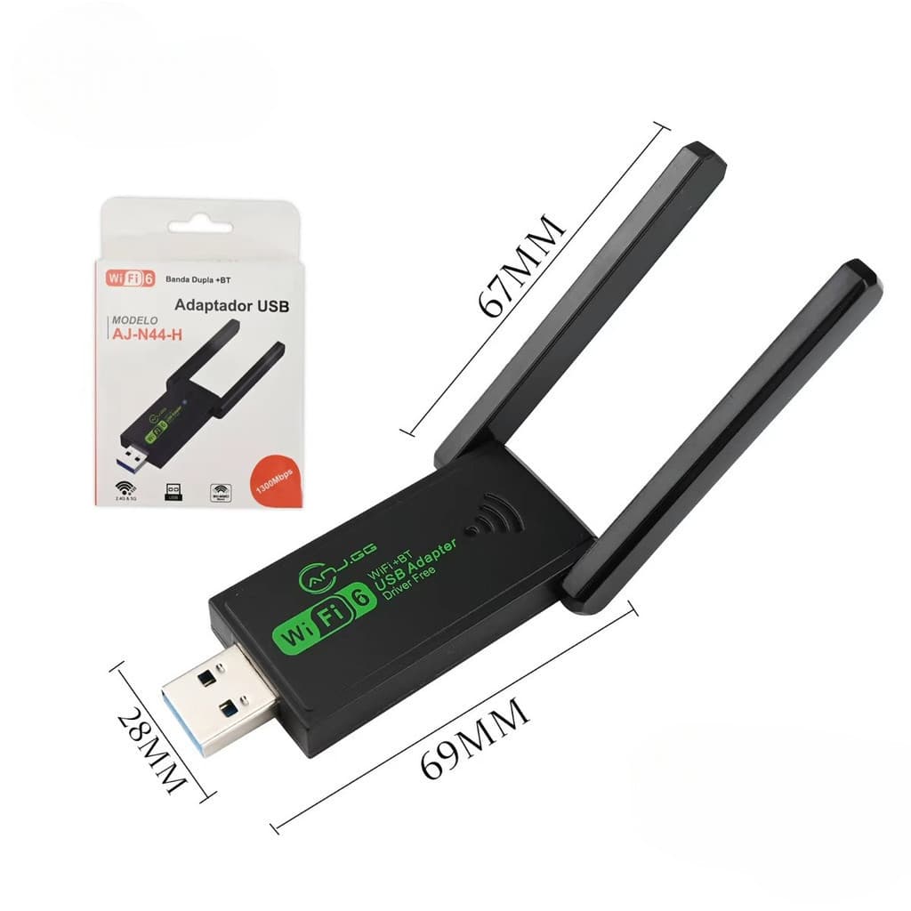 Placa WiFi USB 300Mbps WiFi 6 Dual Antena USB 3.0 Adaptador Sem Fio Para PC