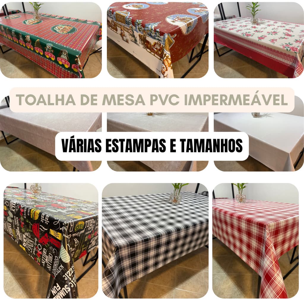 Toalha Impermeável e Térmica – PVC de Alta Qualidade (2,4, 6, 8, 10 e 12 Lugares) Limpeza Fácil