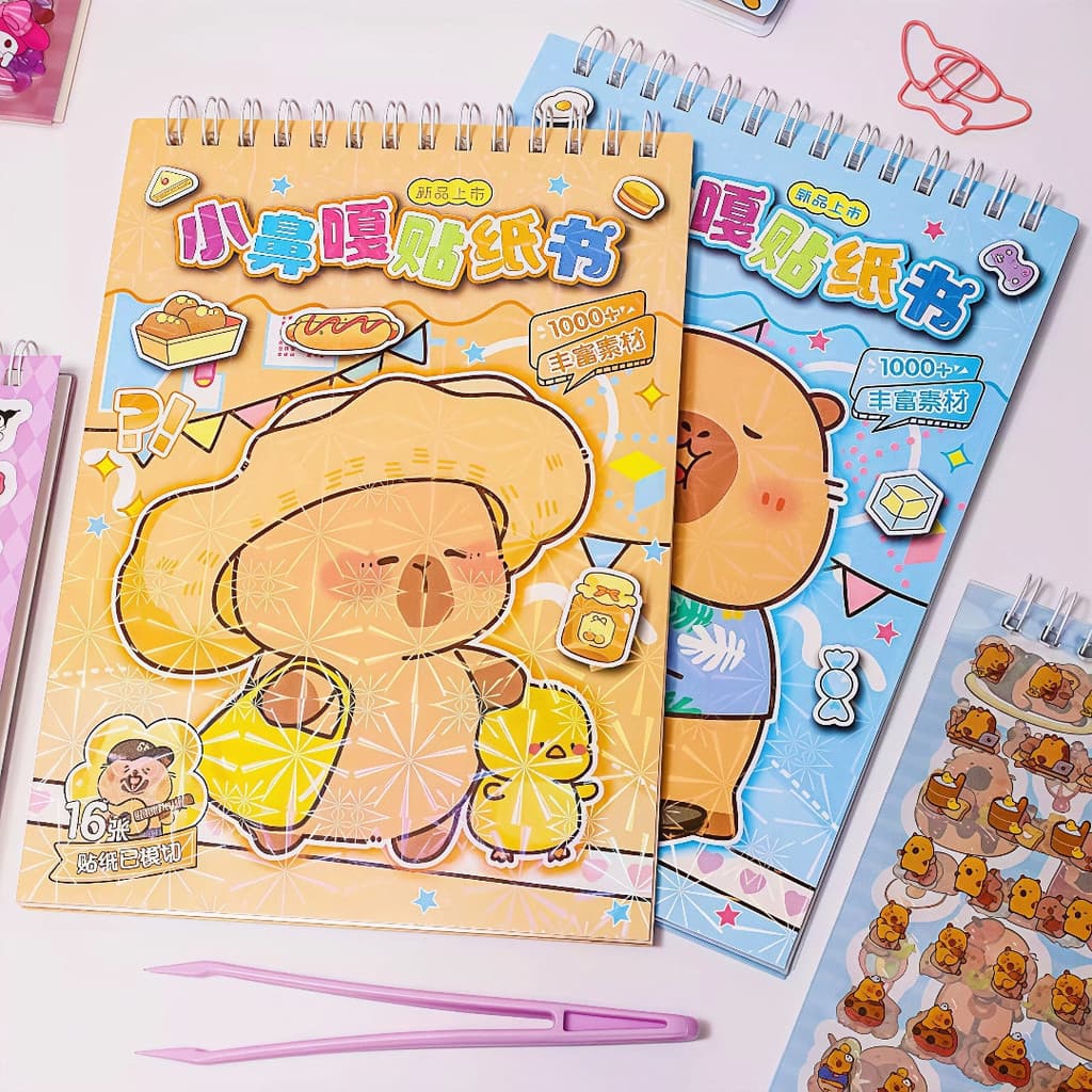 Kit Criativo de 1000 Pçs Adesivos de Capivara: Adesivos 3 em 1 para Scrapbook e Diário