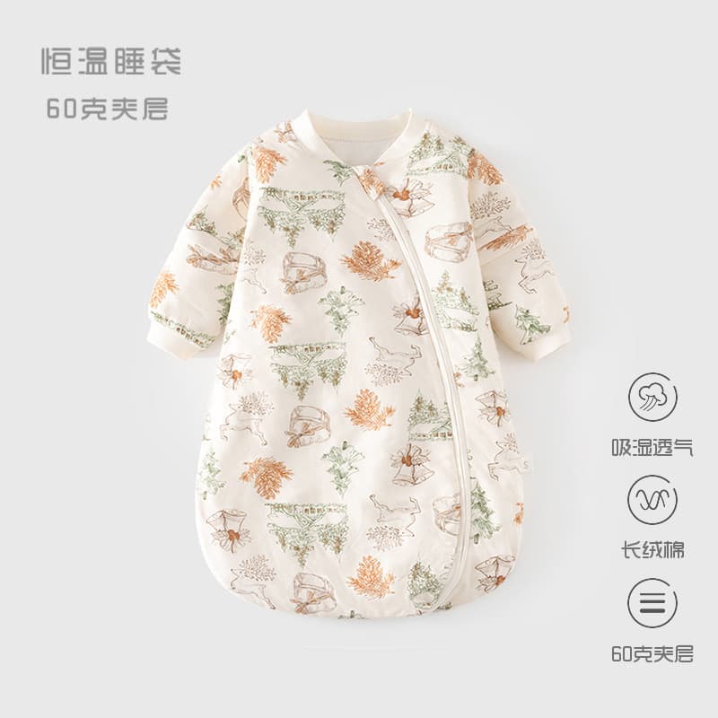 Bebê o saco de dormir de temperatura constante primavera outono acolchoado bebê em forma de U pijamas engrossados recém-