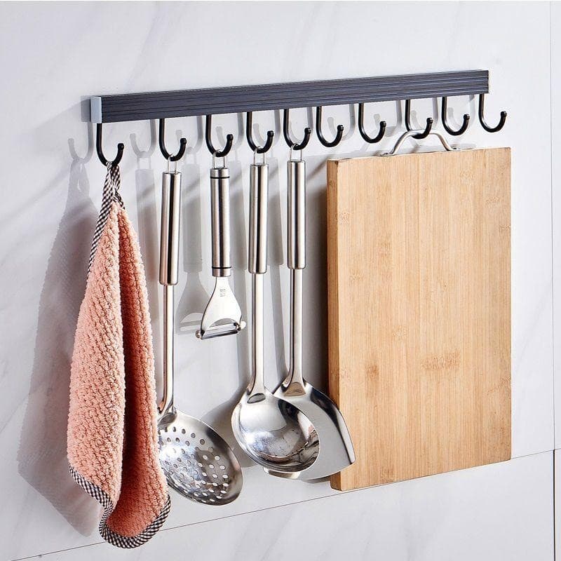 Suporte De Utensílios Doméstico Cabideiro 12 Ganchos 60cm de Cozinha gancho Cabide Pendurar