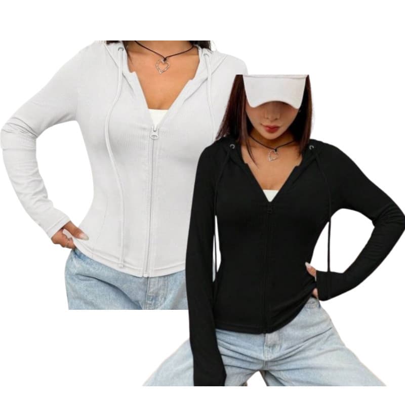 Kit 2 peças para acadermia fitness blusa manga longa com touca confortável elegante leve 2024 treinos