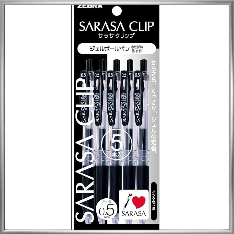 Caneta Esferográfica Em Gel ZEBRA Sarasa Clip 0.5 Mm Preta Pacote Com 5 P-JJ15-BK5
