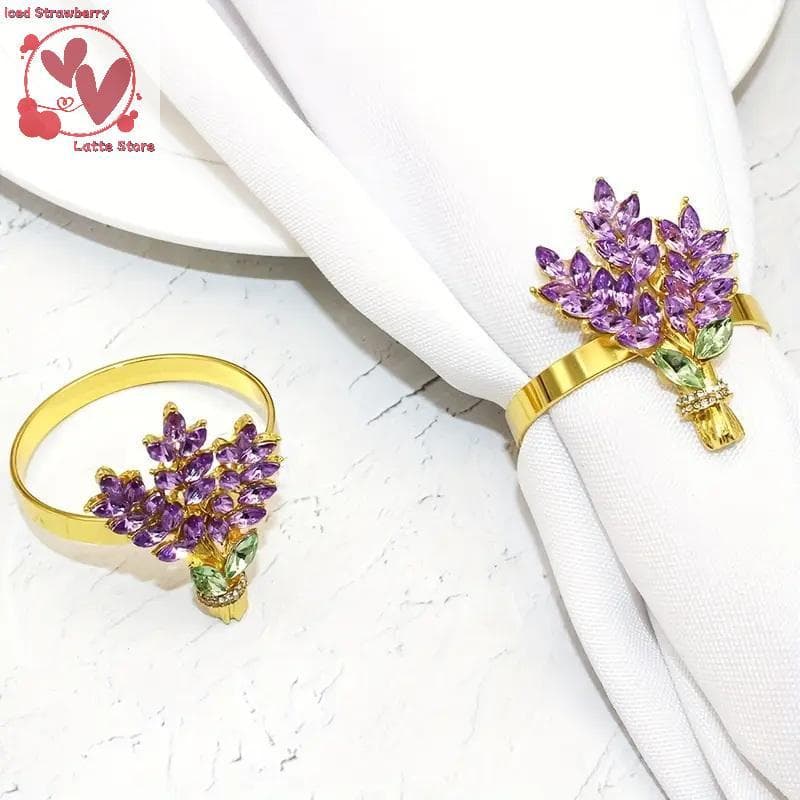 Beautyus 6 Peças De Decorações De Mesa Elegantes De Lavanda-Anéis De Guardanapo De Guirlanda Requintados , Porta-Guardan