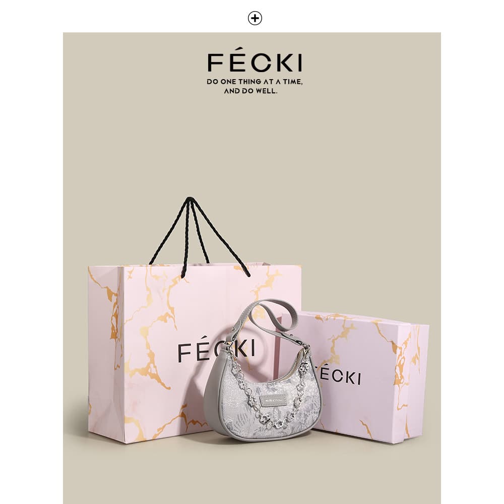 FECKI Presente de Aniversário para Namorada High-End Nicho Design Bolsa Feminina 2025 Novo Estilo Bolsa Mensageiro de Om