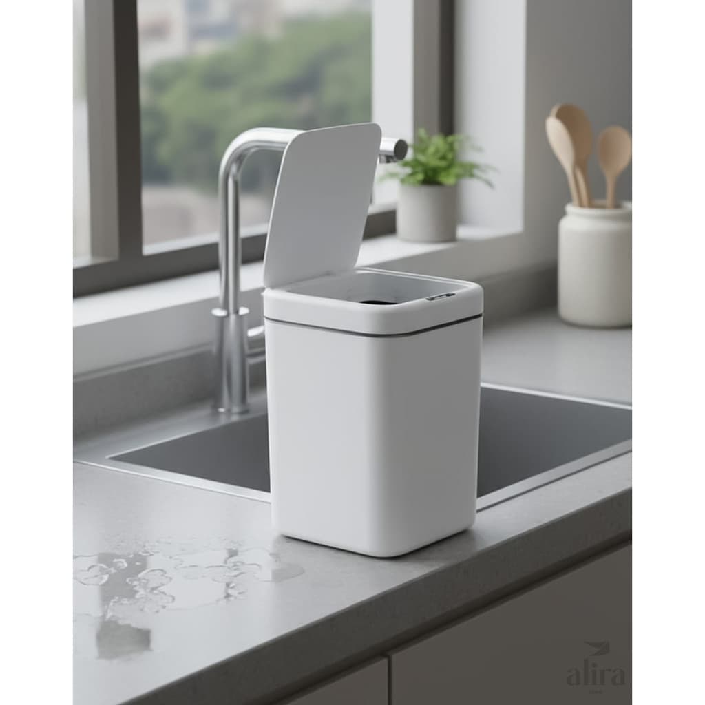 Lixeira Inteligente Retangular 17L com Sensor Automático - Alira Home