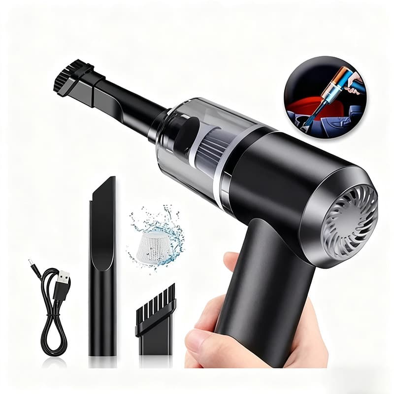 Aspirador De Pó Preto Usb Portátil Completo Linha Premium Carro E Casa 2000mAh