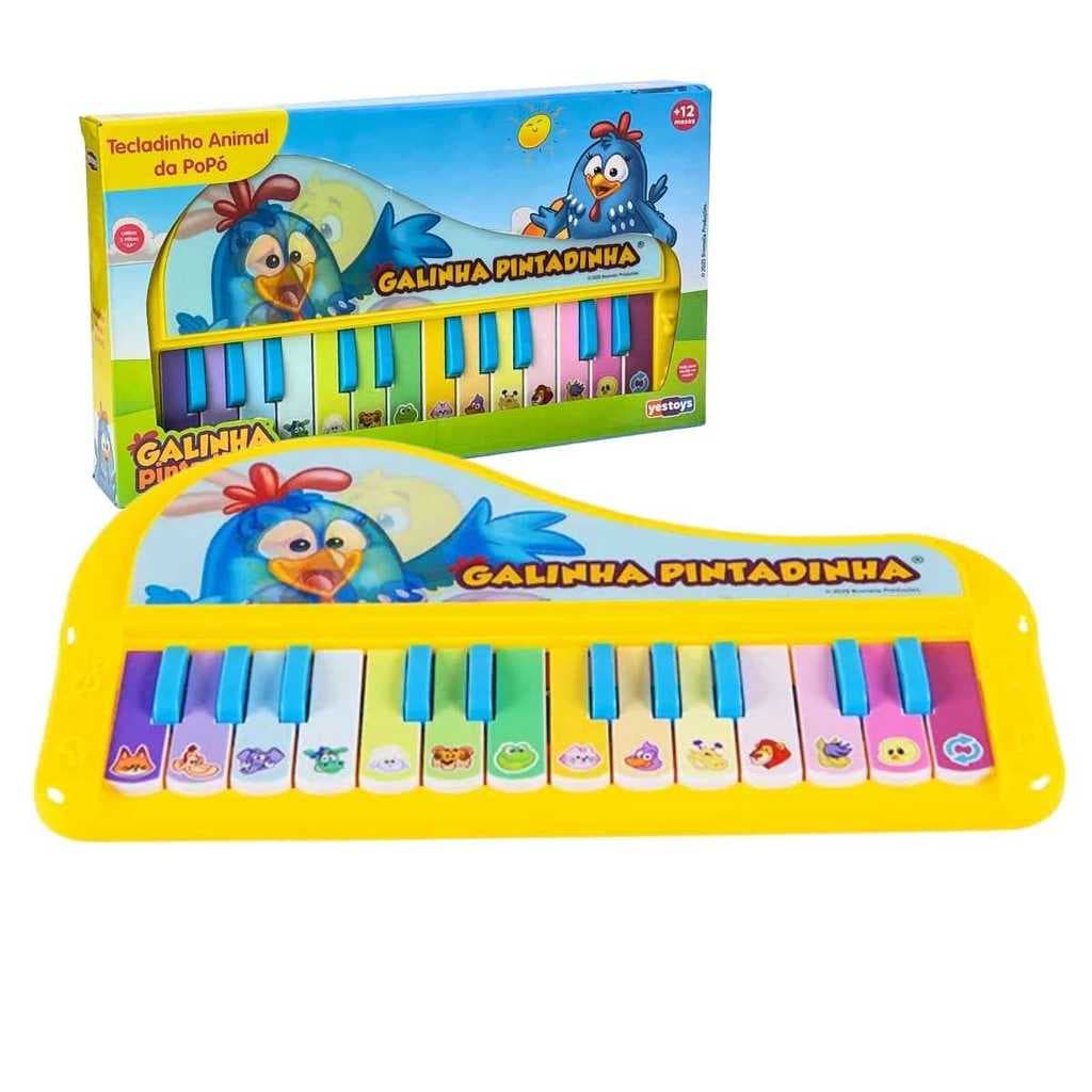 Teclado Galinha Pintadinha Piano da Popo Holografico Brinquedo Educativo Musical Yes Toys