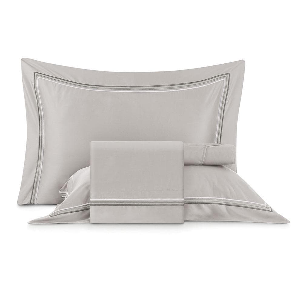 Jogo de Cama King Bordados em Cetim 300 Fios Essenza Cinza