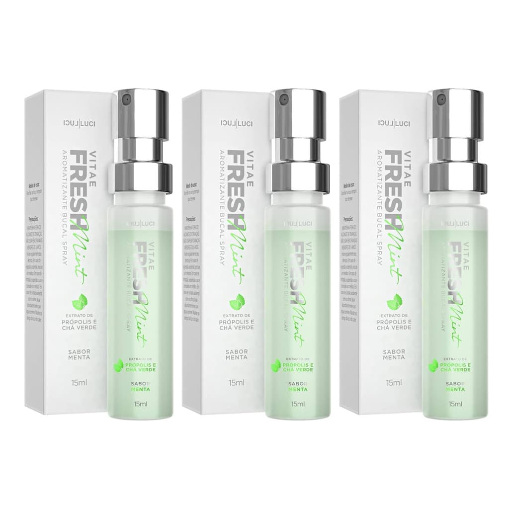 Spray Para Hálito Bucal Vitae Fresh Menta Luci Luci Kit C/3
