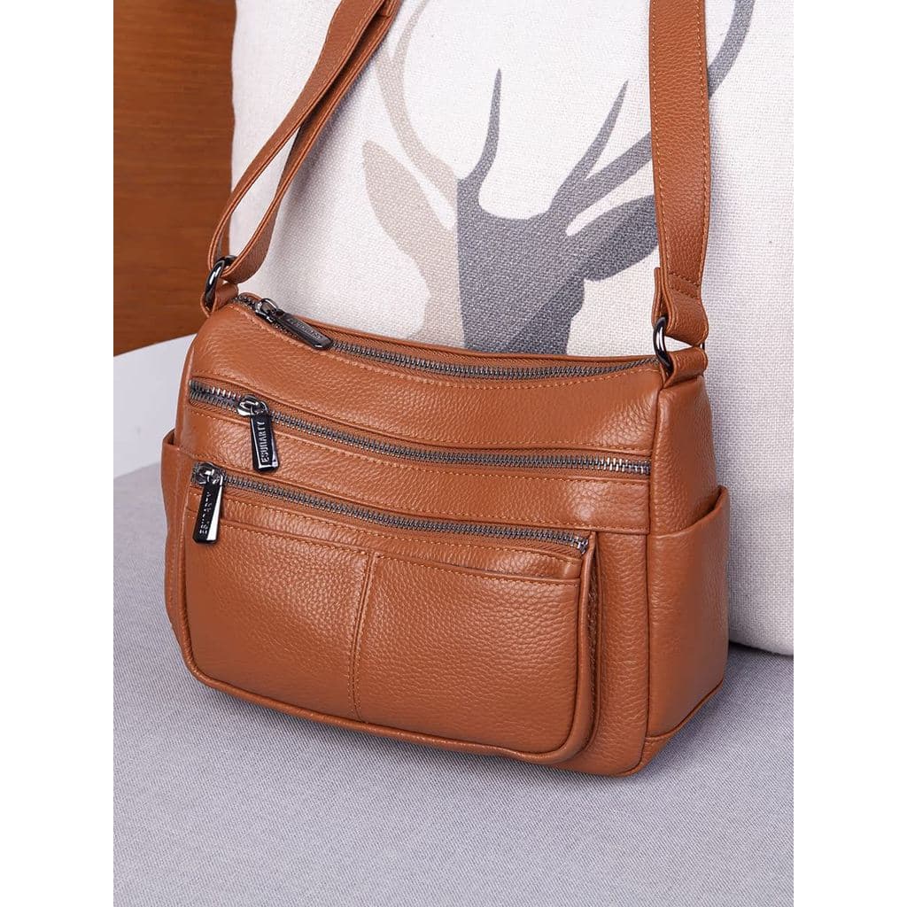 Bolsa mensageiro de couro genuíno genuíno feminino 2026 novo estilo High-End Multi-camada grande capacidade mãe de meia-