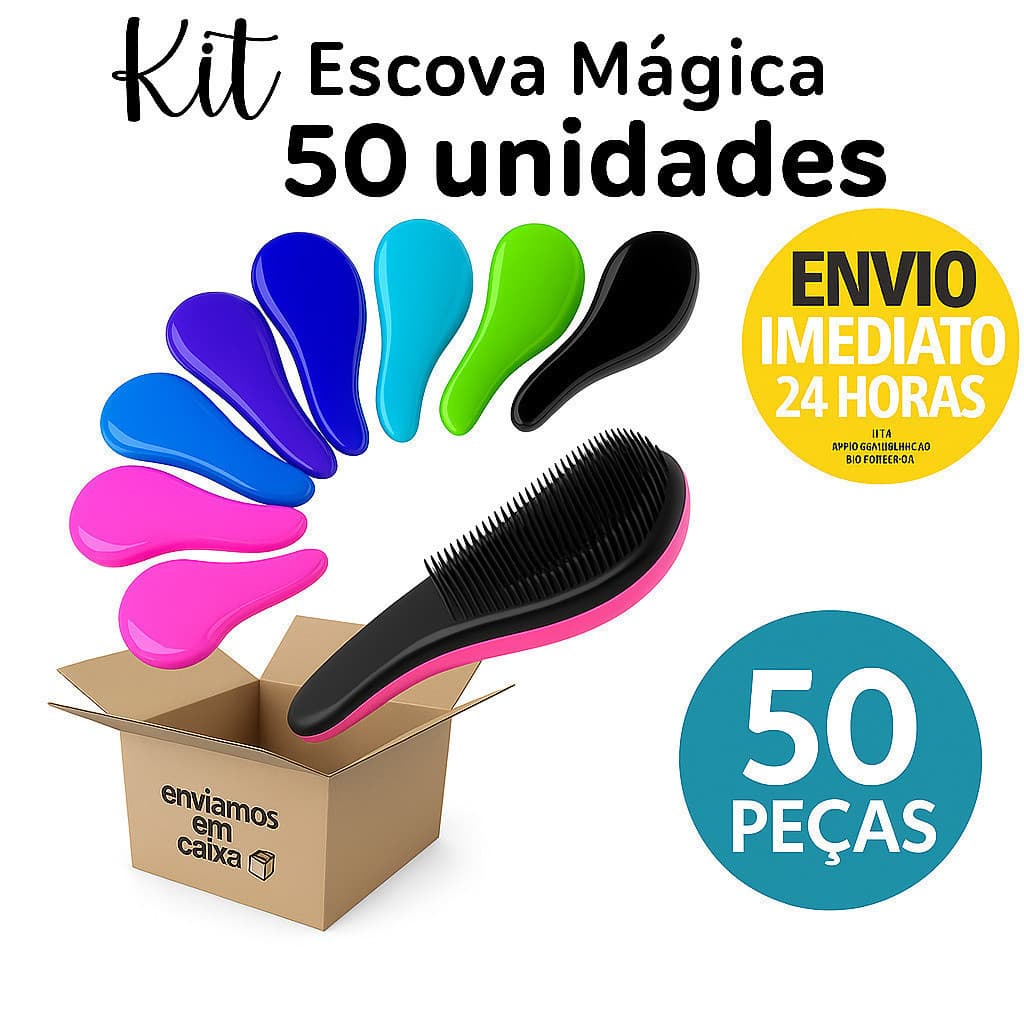 Kit 50 Escovas Mágicas Anti Frizz Desembaraçadora escolha sua cor Para Revender