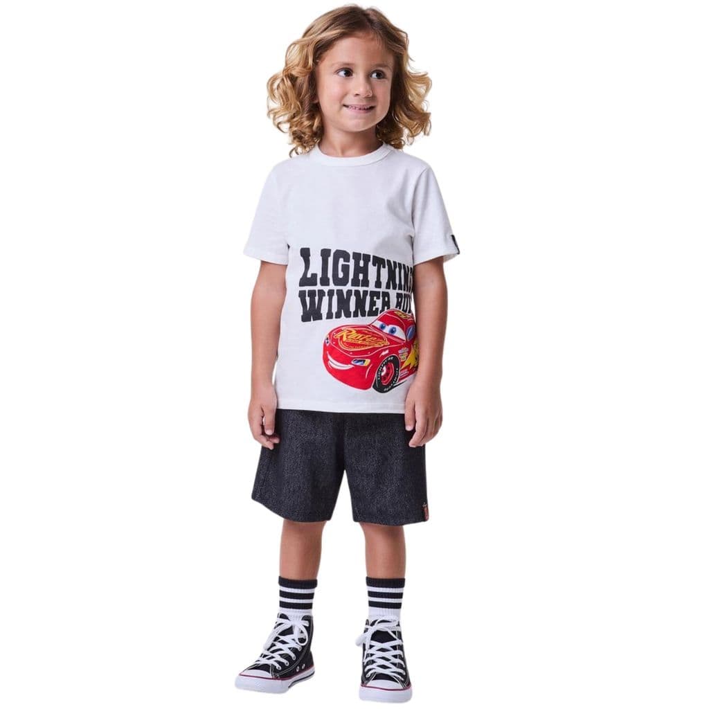 Conj, Camiseta McQueen e Bermuda Preta - Bimbi
