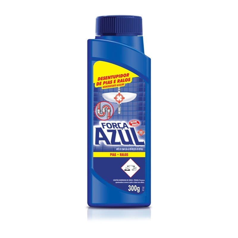 Desentupidor em Pó Força Azul 300grs Bom Bril Ideal para Pias e Ralos Excelente Performance Eficaz