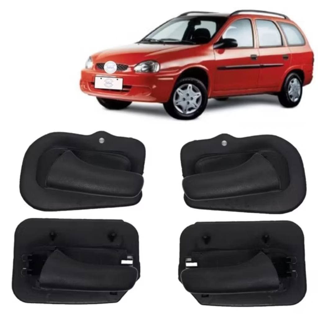 Kit 04 Maçanetas internas Corsa 95 a 2002 Corsa Classic Todos Cor Preta