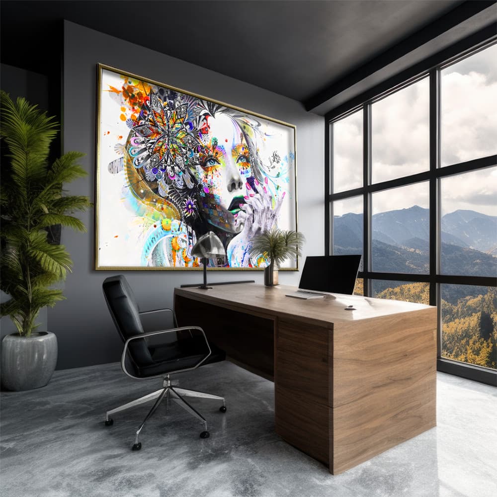 Quadro Decorativo GRANDE Alta Resolução Para Sala Quarto Escritório Quadro Mulher Abstrato Colorido