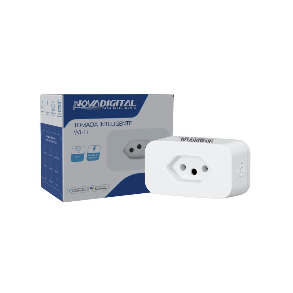 Tomada Inteligente Sobrepor Wi-Fi PLUG-BR Novadigital Branco