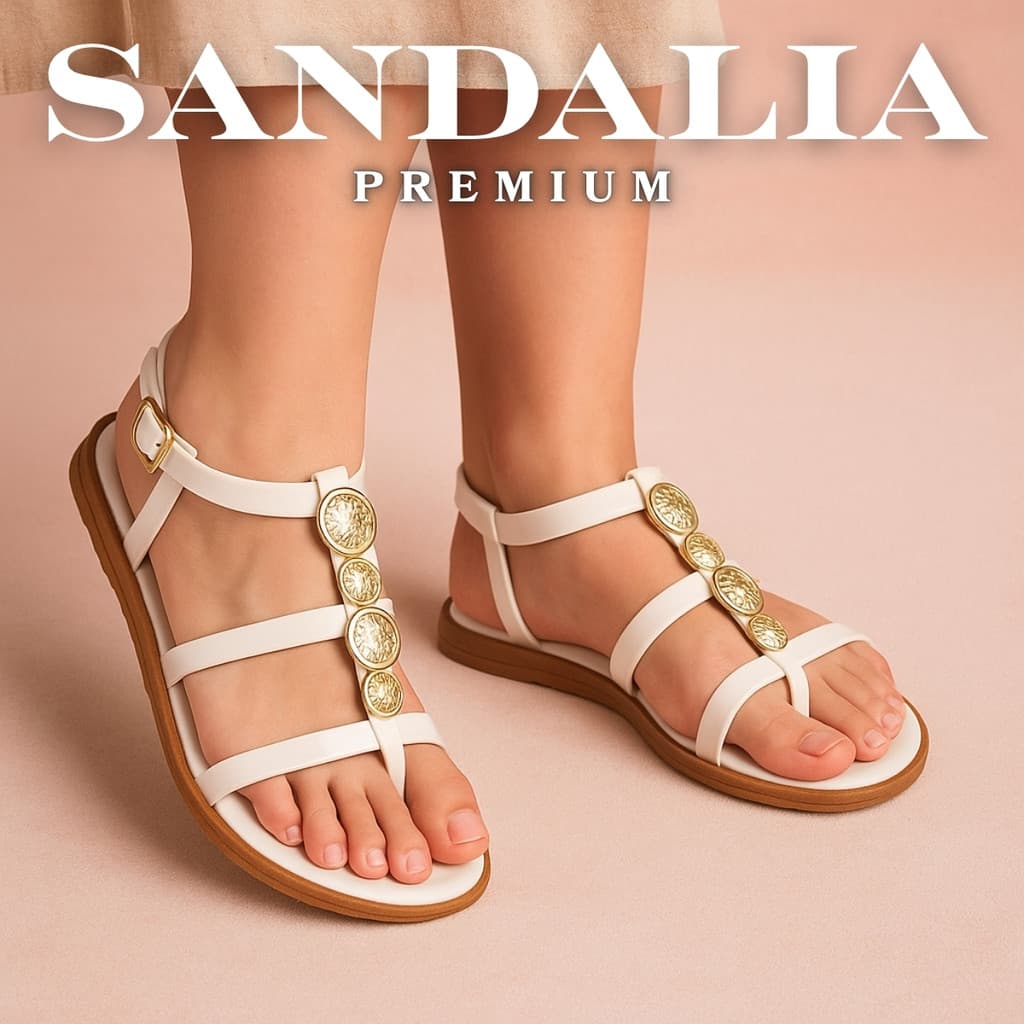 Sandália Papete Feminina Rasteirinha Confortável Luxo Flat Leve Moderna - Caribe