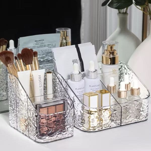 Organizador Porta Pincel Maquiagem Caneta Joia Maquiagem Acrílico Duravel Multiuso Com 3 Divisórias - Hu57827