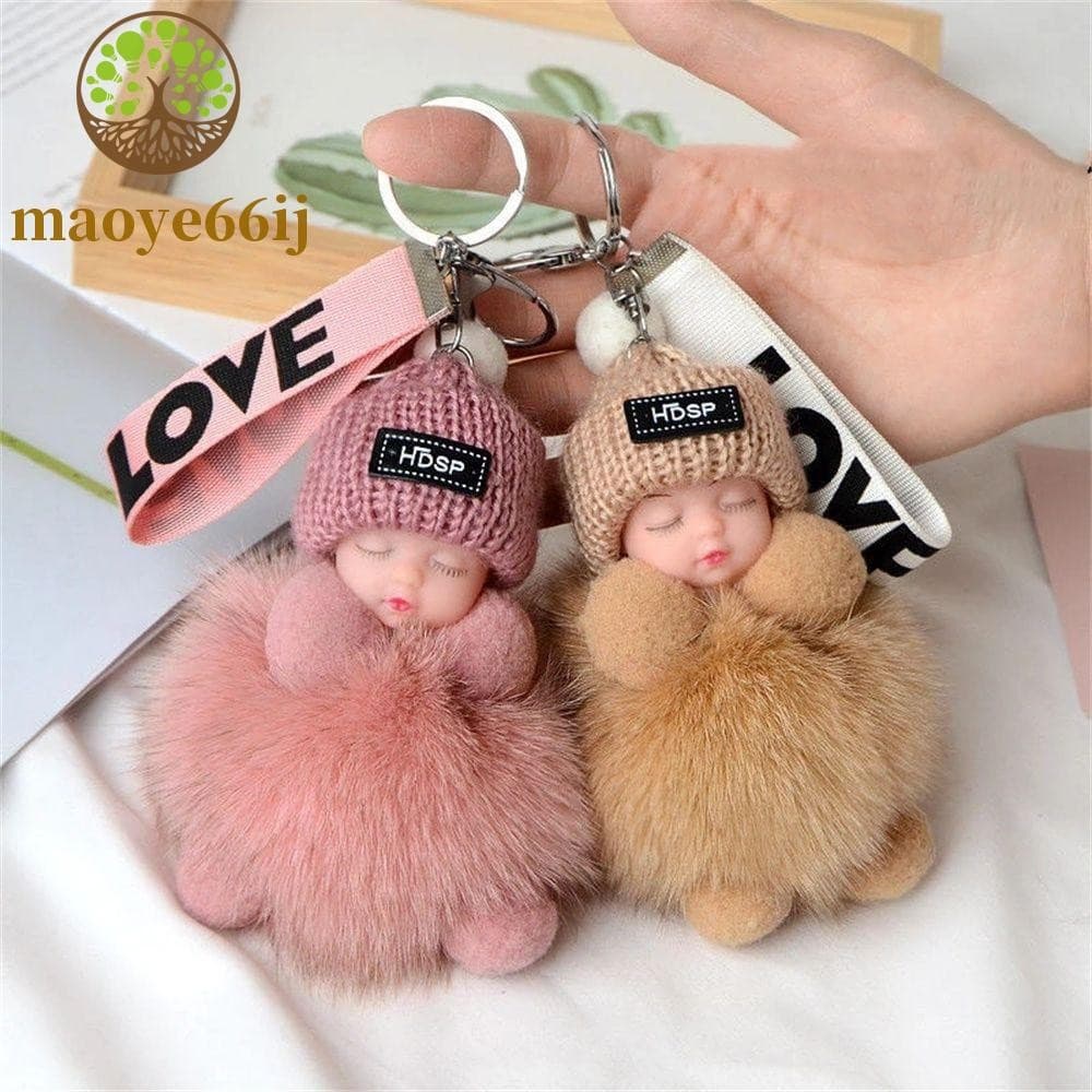 MAOYE66 Mochila Para Boneca Dormindo , Decoração Encantadora , Pingente De Bola , Chaveiro Fofo Colorido Com Pompom