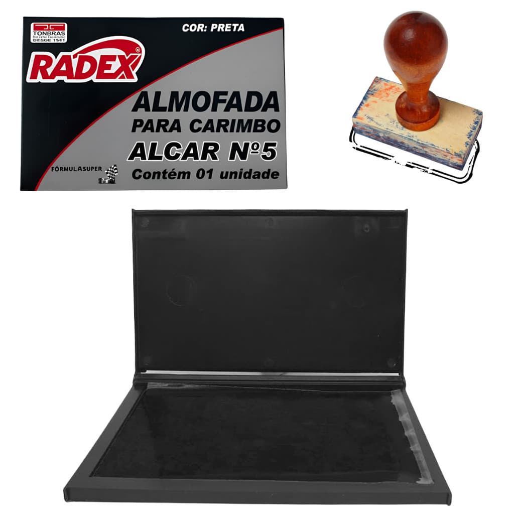 Almofada Para Carimbo Carimbeira Extra Grande 17,5cm x 18,5cm Cor Preta