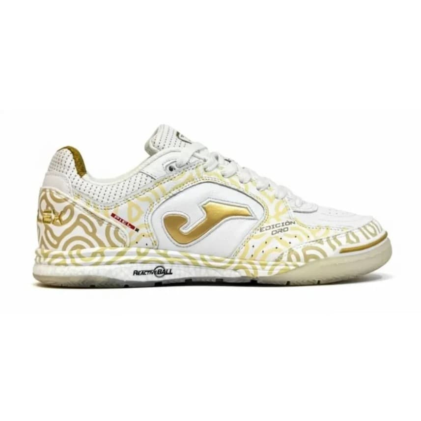 Chuteira Joma Futsal Top Flex Branco Dourado Ouro Quadra Indoor Profissional
