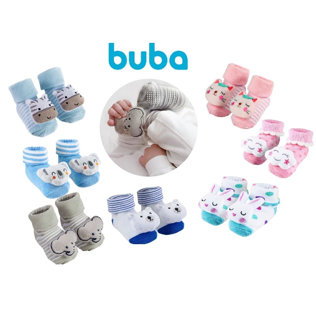 Meia Antiderrapante Com Chocalho Buba Pantufa Infantil