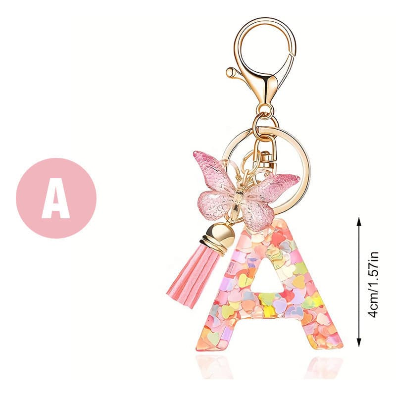 Moda rosa carta chaveiro amor lantejoulas borboleta borla chaveiro cristal epóxi pingente acessórios