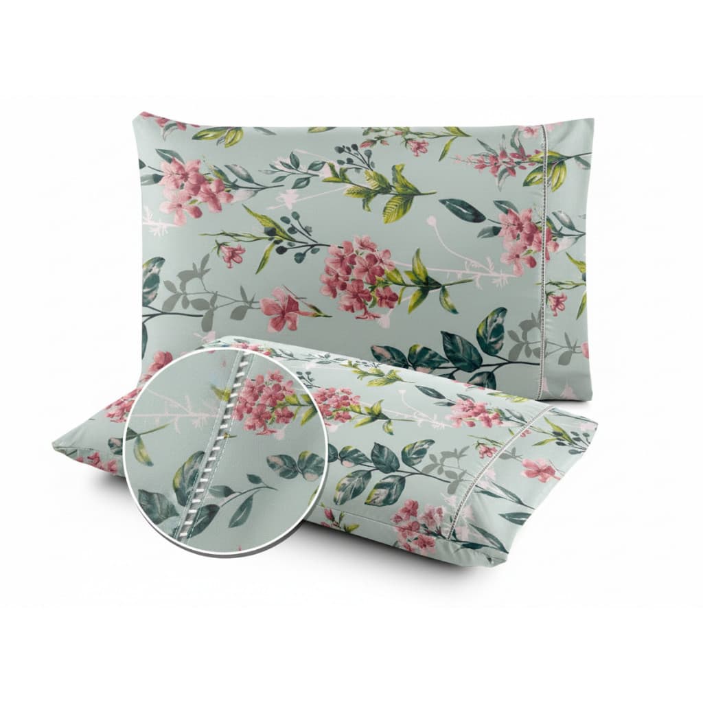 Par de Fronhas Avulsas  Estampada Ponto Palito 50 x 70 Decoração Toque Aveludado Tecido 400 Fios