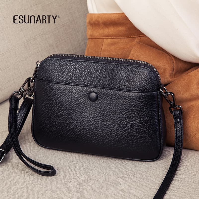 Couro genuíno Cross-body pequena bolsa feminina 2025 novo estilo moda couro macio bolsa de embreagem feminina saco de co