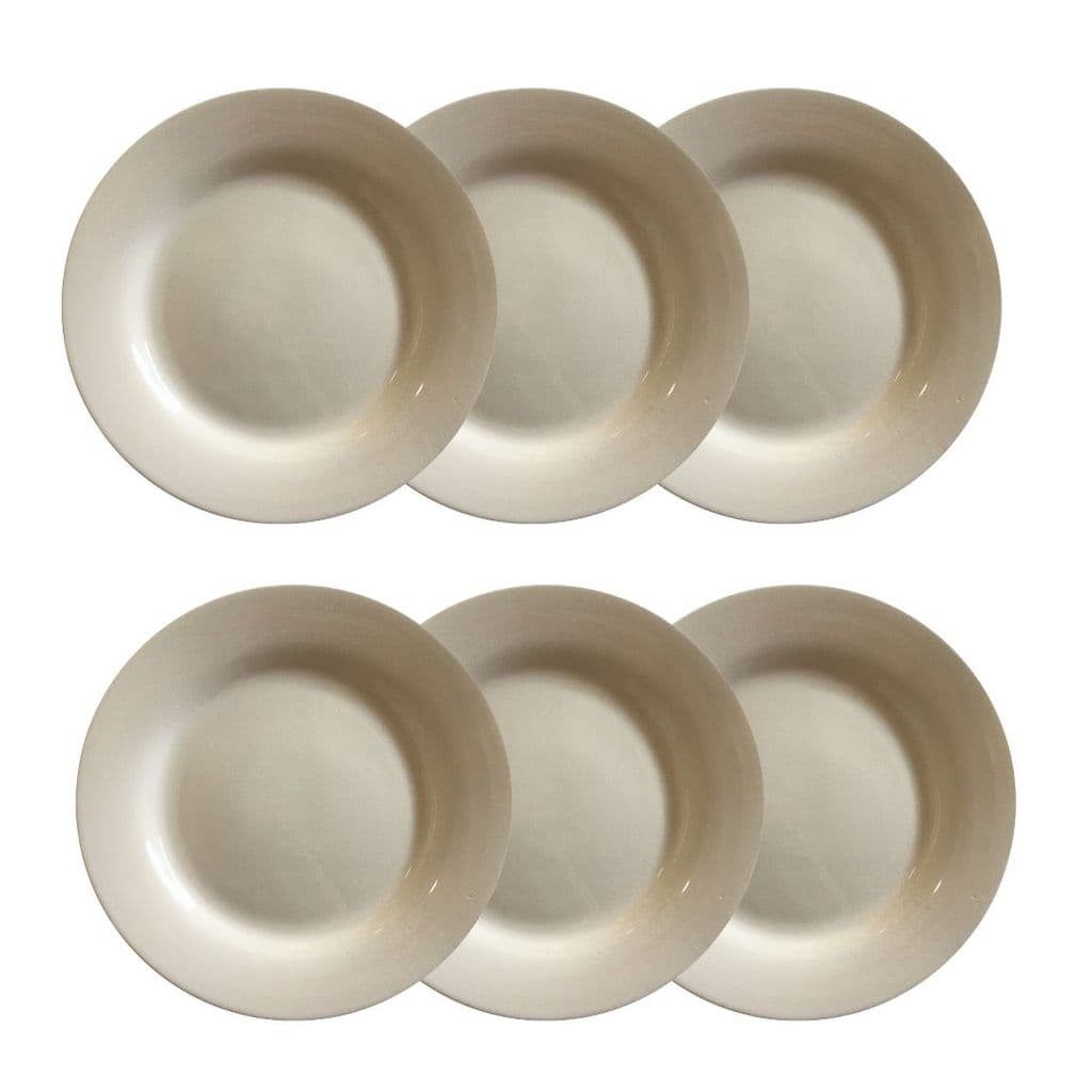 Kit 6 Pratos Sobremesa de Cerâmica 20cm Bege Amarelado