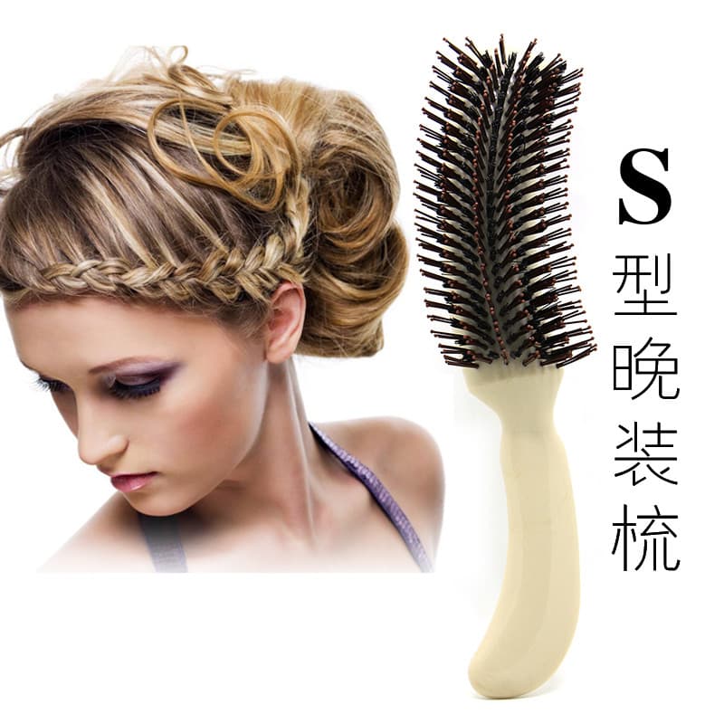 Faberto pente de maquiagem noturna em forma de S, estúdio fotográfico, maquiador, cabelo enrolado fofo, pente de cabelo