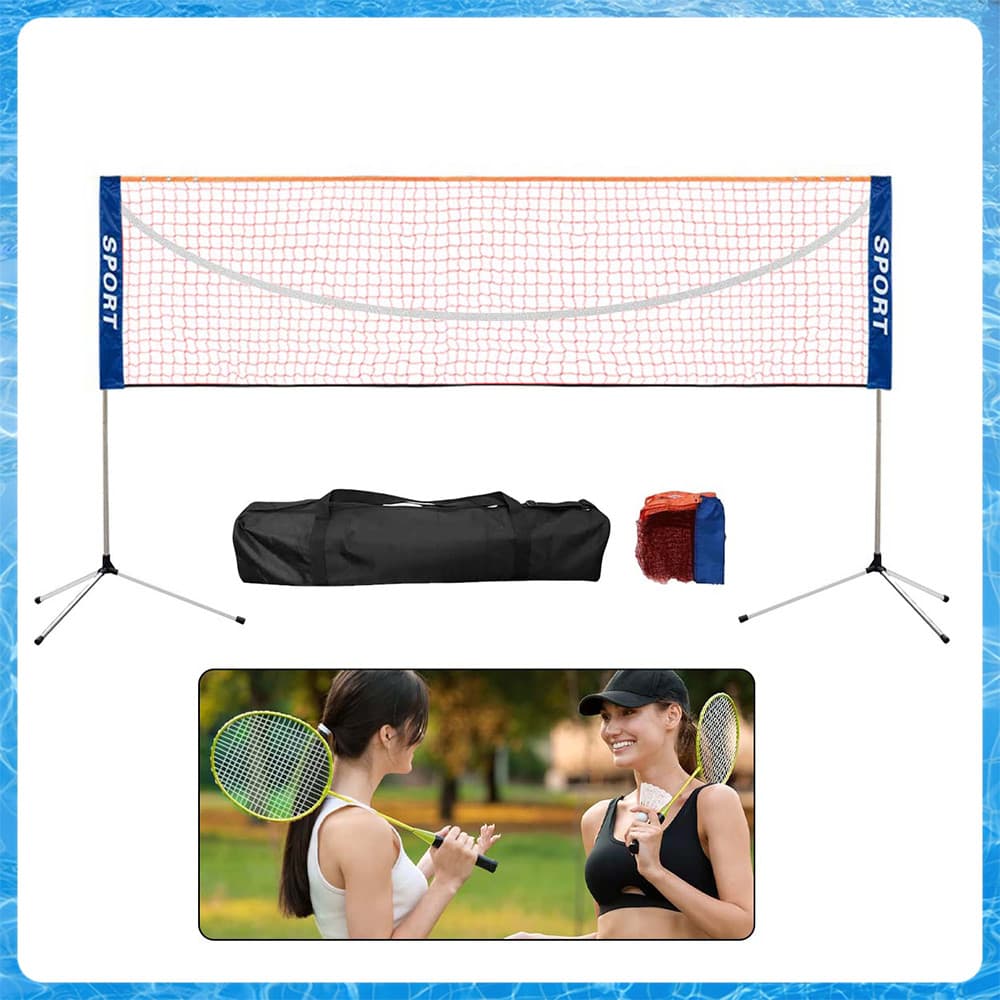 Conjunto rede de tênis vôlei badminton ajustável em altura portátil,com suporte e bolsa transporte para crianças,adultos