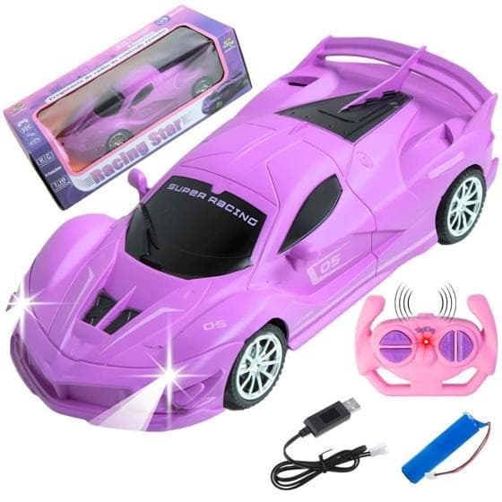 Carrinho Controle Remoto Infantil Divertido Luzes Led Brinquedo Criativo Presente Ideal Com Luz E Controle Remoto