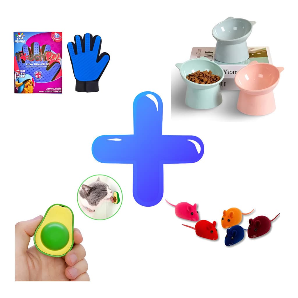Brinquedo Para Gatos Pet Ninho - Kit 6 Brinquedos E Cuidados Dourado