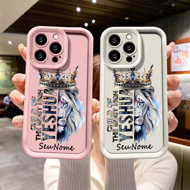 Capinha Capa Com personalizado O Leão de Jesus Para iPhone 16 15 14 13 12 11 Pro Max 16 7 8 Plus Case silicone