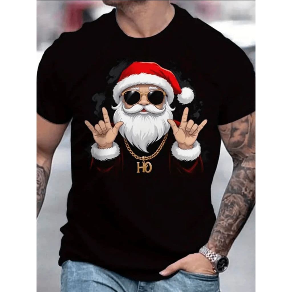 Camiseta Papai Noel Doidao de Natal Unissex basica 100% Algodao Premium