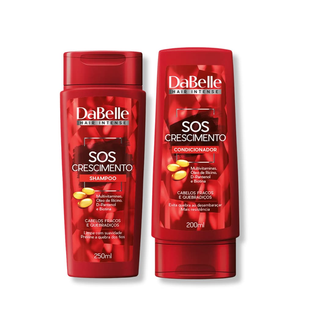 Kit DaBelle Shampoo Condicionador Sos Crescimento Hidratação Cabelos Fortes 425ml