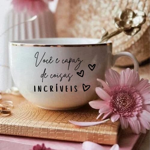 Adesivo Frase Para Caneca Utensílios Decorativa Você é Capaz de Coisas