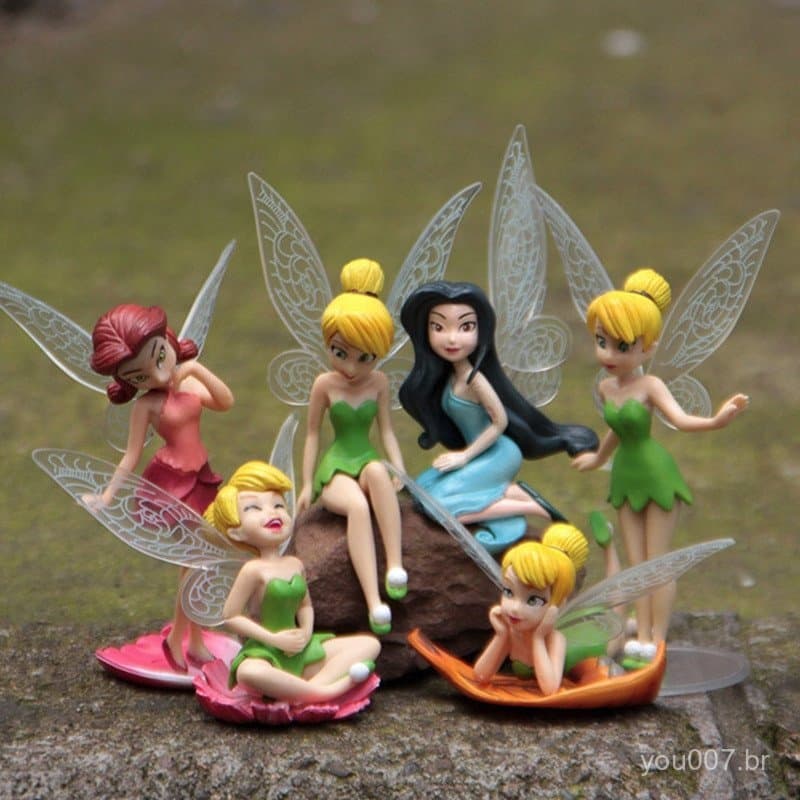 6 Peças Tinkerbell/Tinker Bell Figuras de Meninas Fadas Topper de Bolo