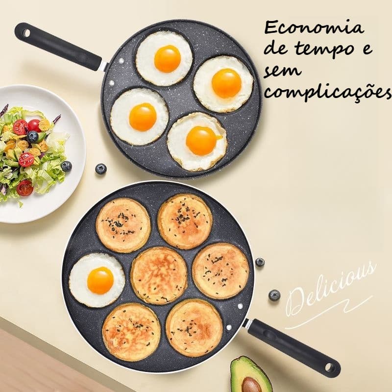Frigideira multifuncional antiaderente de sete furos, ovos fritos, hambúrgueres, rolos de omelete