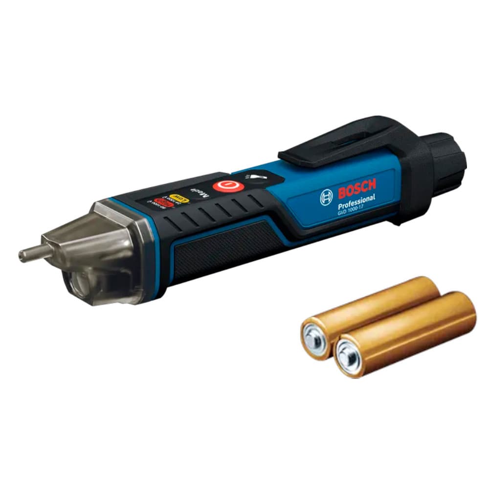 Detector de Tensão sem Contato Profissional Bosch Indicador LED com 2 Pilhas 2 Faixas de Tensão