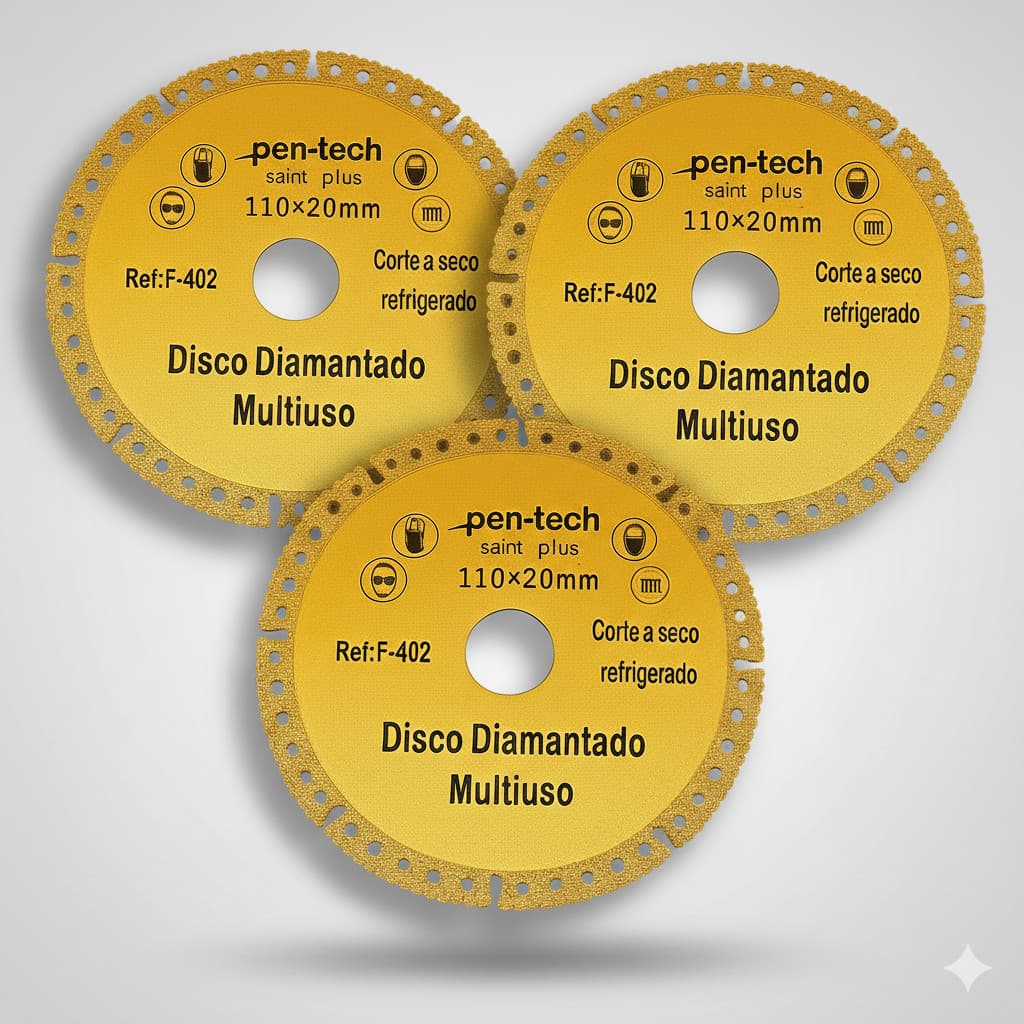 Disco Diamantado 110mm Corta Tudo Multiuso Madeira Cerâmica PVC Aço Amarelo