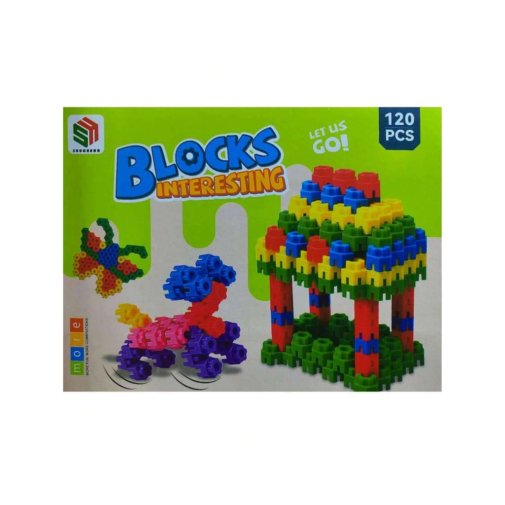 Blocos de Montar Brinquedo Interativo Multiblocos de Plástico Infantil Coloridos Hexagonais Encaixar