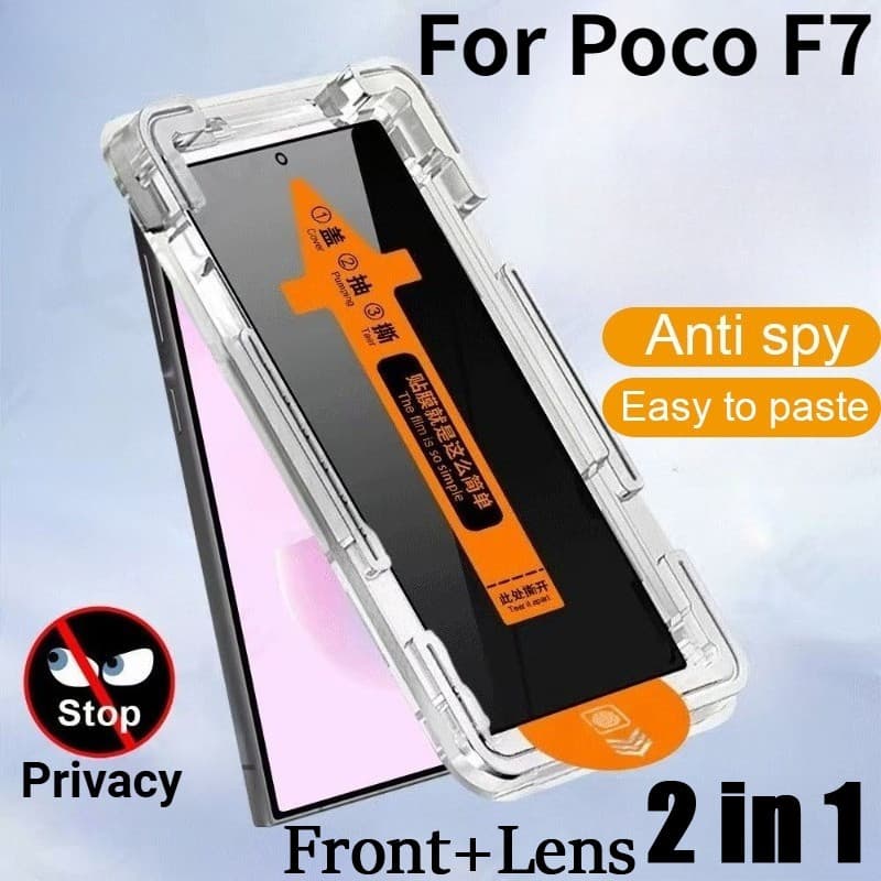 Película De Privacidade Anti-Espião 2 Em 1 Poco F7 , Protetor De Tela De Vidro Temperado Com Um Clique Para Xiaomi C75 X