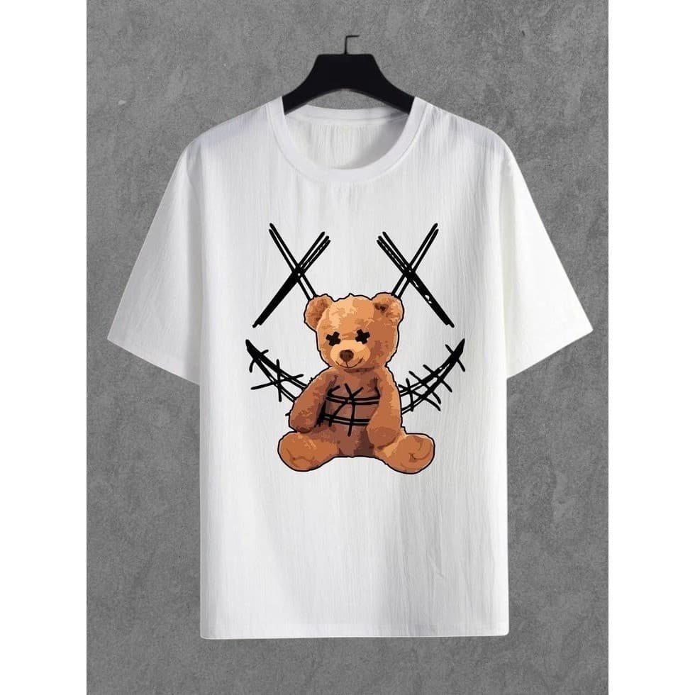 Camiseta Panteda Poliester Estampada Camisa Urso Sorriso Algodao Premium