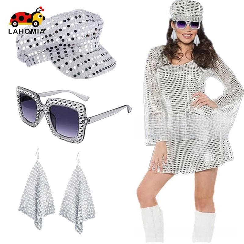 [LAHOMIA] Conjunto De Chapéu De Discoteca Dos Anos 70 , Acessórios De Fantasia Para Festa Temática , Cosplay